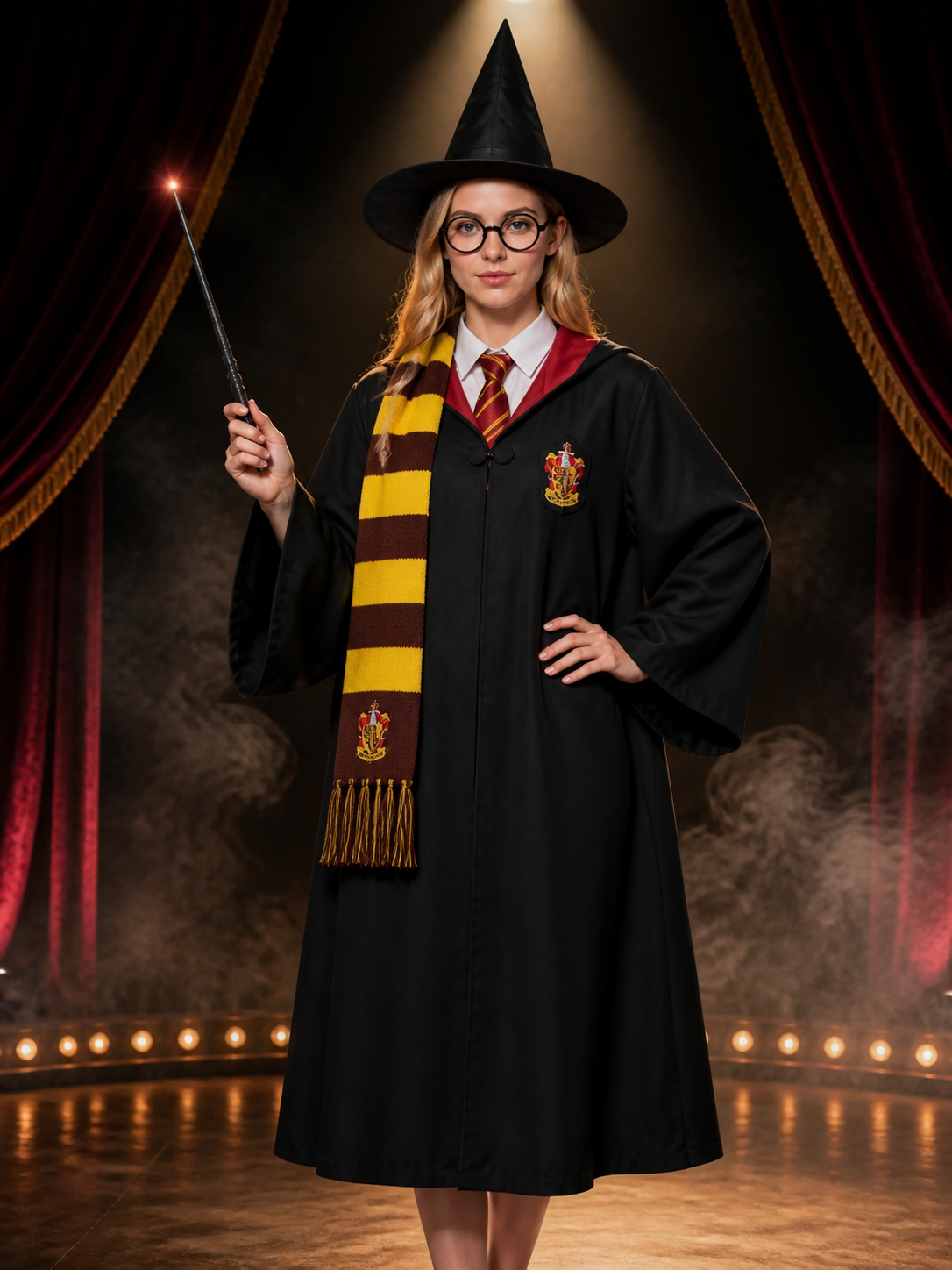 Gryffindor-Style Robe with Harry Potter Wand