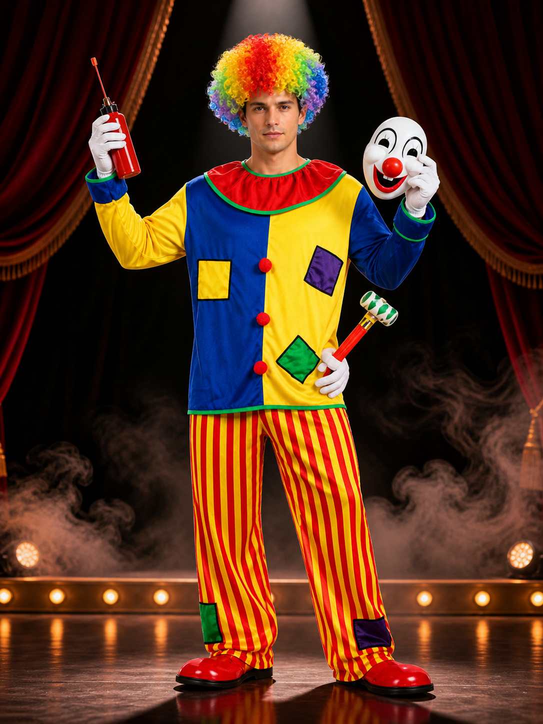 Clown Costume with Wig and Mask for Halloween Costume Masks detail 3