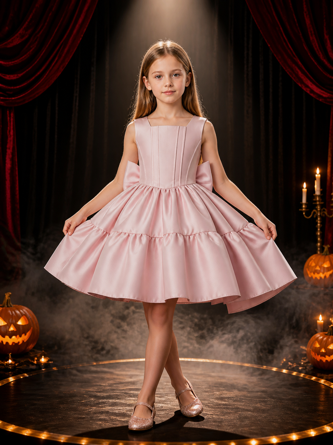 Baby Girls' Dusty Pink Princess Dress, Sleeveless Tiered Ruffle Flower Girl Gown Costume Dresses detail 3