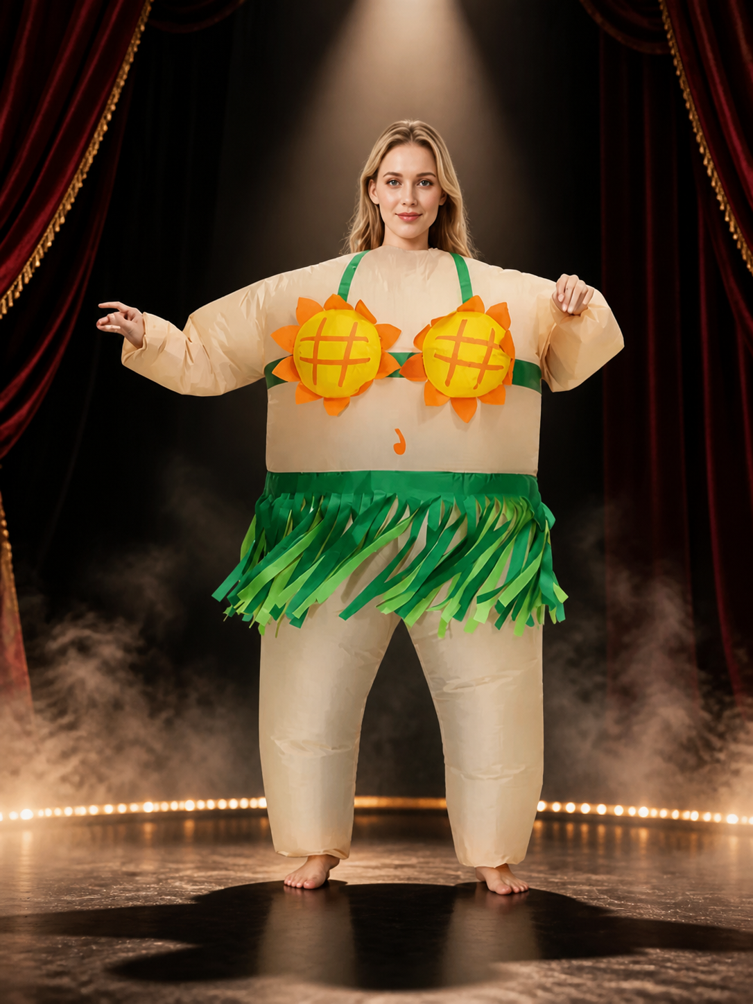 Adult Sunflower Costume Jumpsuit With Leaf Fringe For Halloween Costumes detail 3