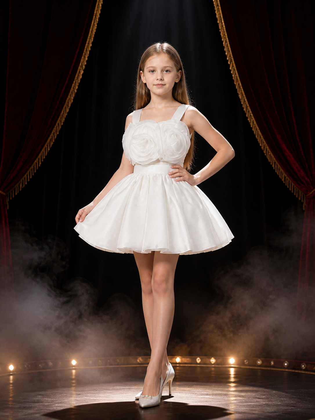 Girls' Flower Princess Dress Costume Set, 3D Petal Bodice and Tulle Skirt Costume Dresses detail 3