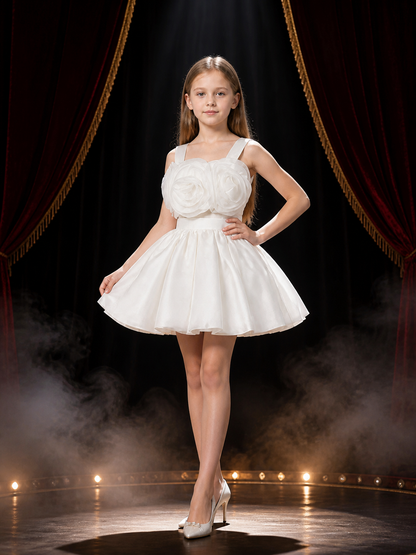 Girls' Flower Princess Dress Costume Set, 3D Petal Bodice and Tulle Skirt Costume Dresses detail 3