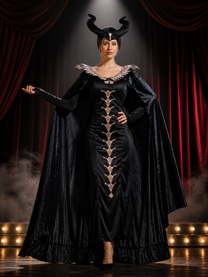 Gothic Halloween Witch Costume with Cape