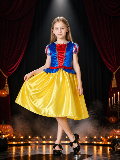 Kids Princess Costume Dress, Blue Red Yellow Ball Gown for Halloween Costume Dresses detail 3
