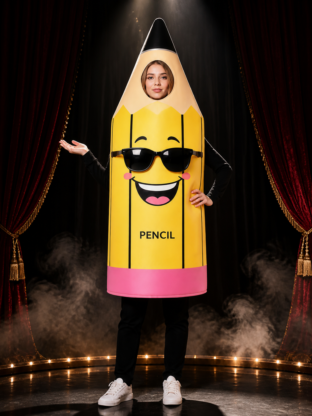 Cartoon Pencil Bodysuit Costume, Funny School Party Outfit for Kids and Adults Costumes detail 3