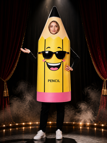 Cartoon Pencil Bodysuit Costume, Funny School Party Outfit for Kids and Adults Costumes detail 3