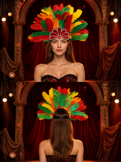 Multicolor feather carnival headpiece with beads product view 23