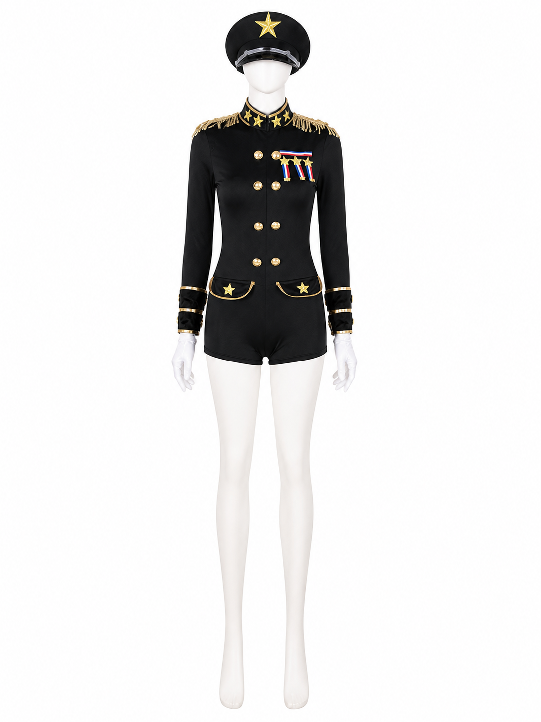 Women's Sexy Police Officer Costume Set with Hat and Gloves, Halloween Cosplay