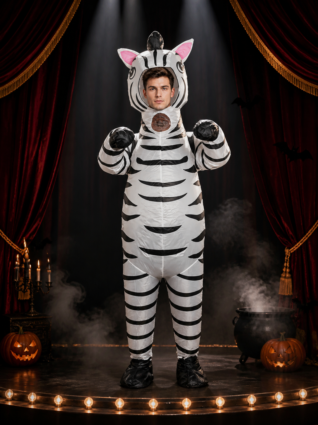 Adult Zebra Full Body Jumpsuit Costume With Head And Feet Costumes detail 3