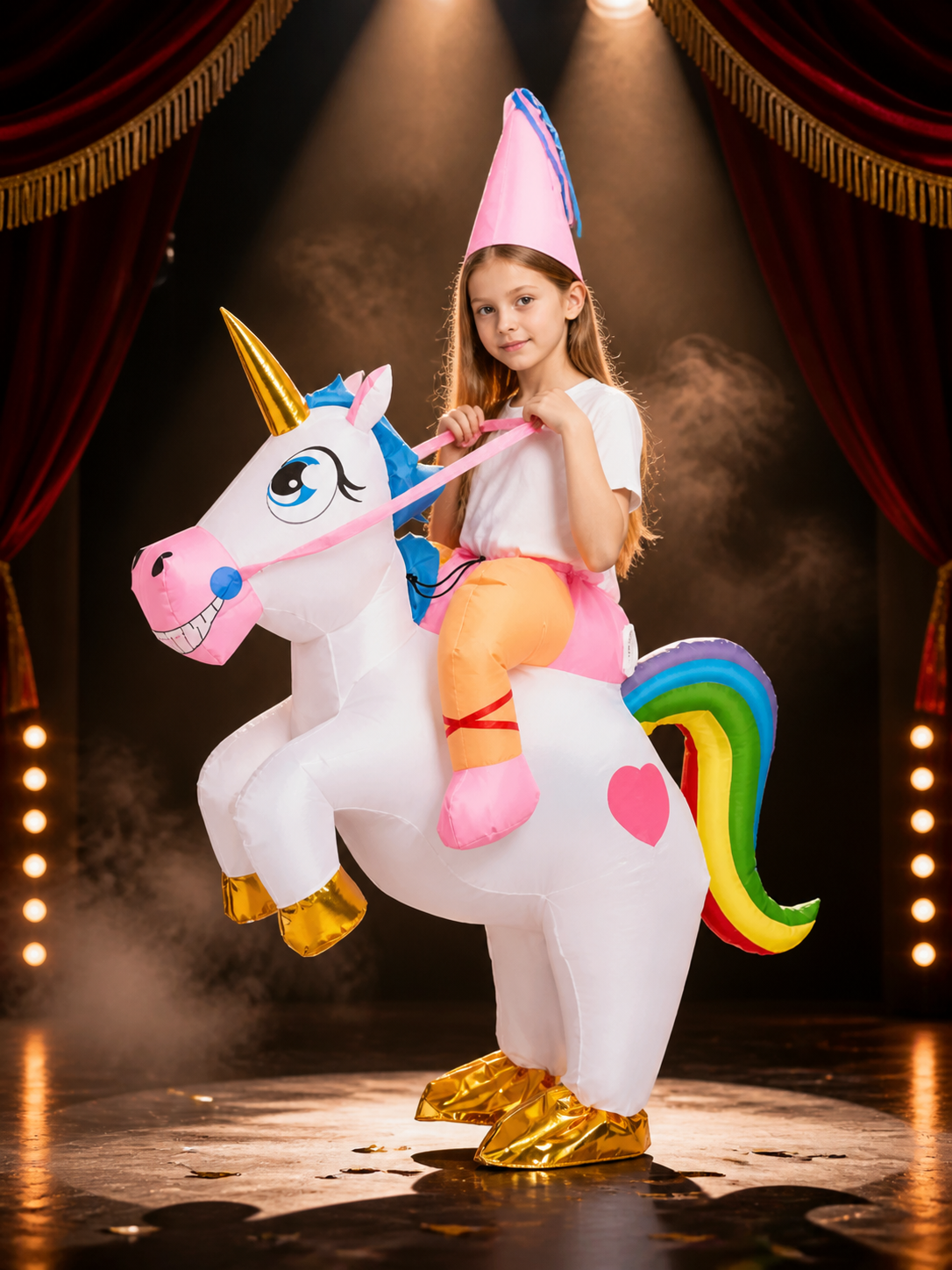 Unicorn Inflatable Costume With Rainbow Tail And Gold Horn Costumes detail 3