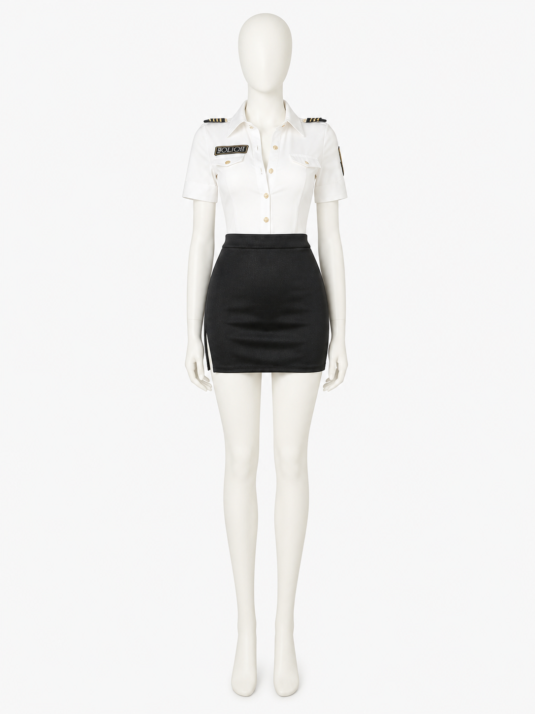 Women's Police Officer Costume Set with Epaulettes and Gold Buttons Costumes detail 3