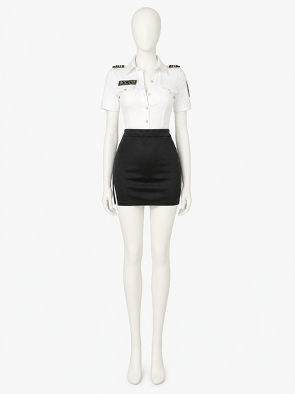Women's Police Officer Costume Set with Epaulettes and Gold Buttons Costumes detail 3