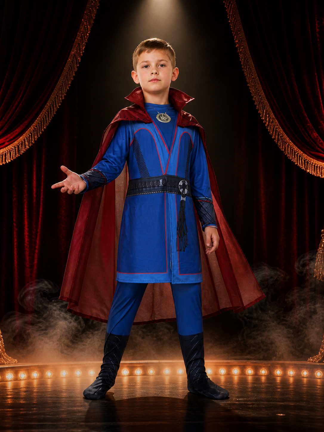 Kids Doctor Strange Superhero Costume Set with Red Cape, Long Sleeve Halloween Costume Capes detail 3