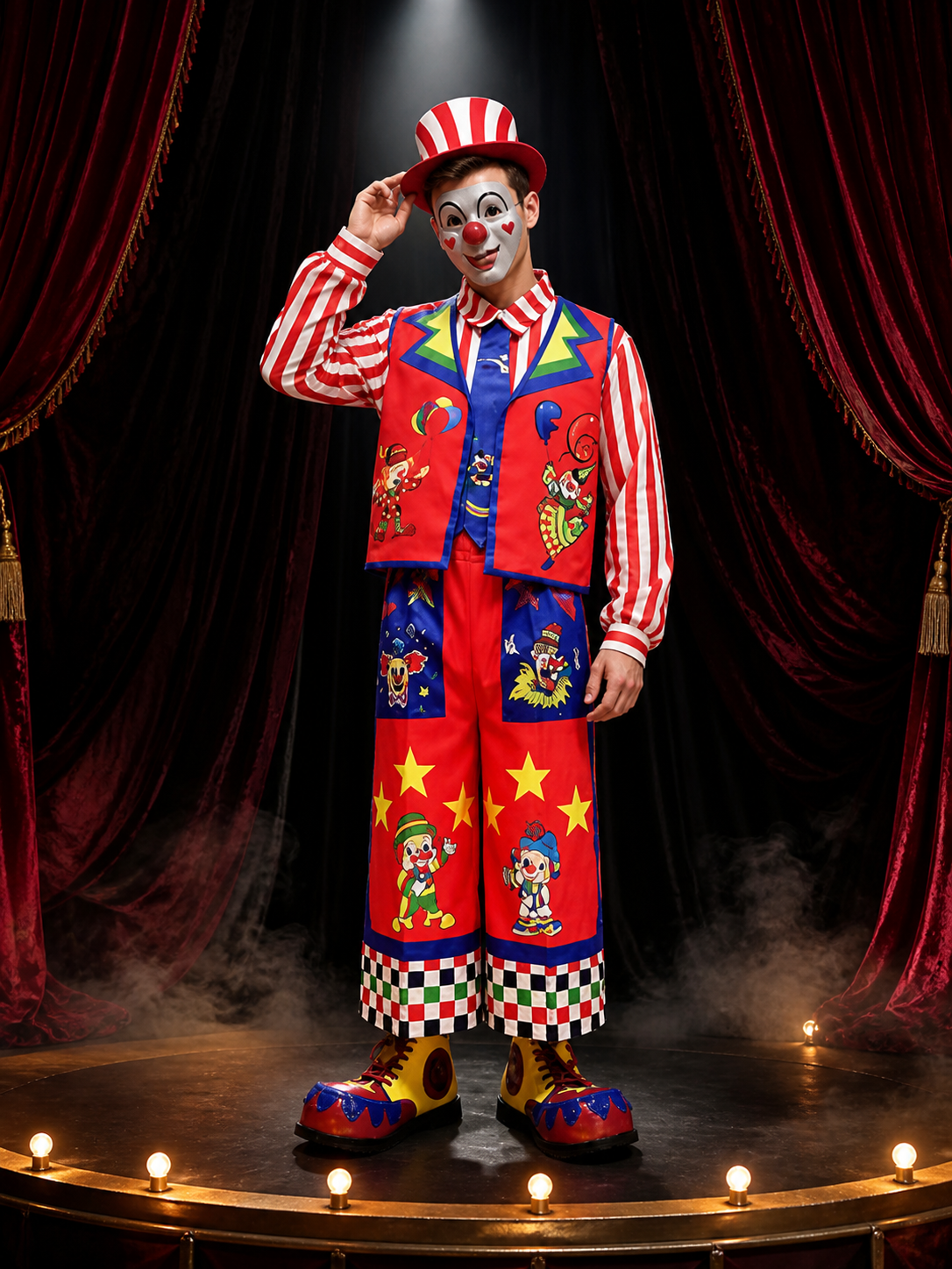 Circus Clown Costume for Adults, Carnival Costume for Performances