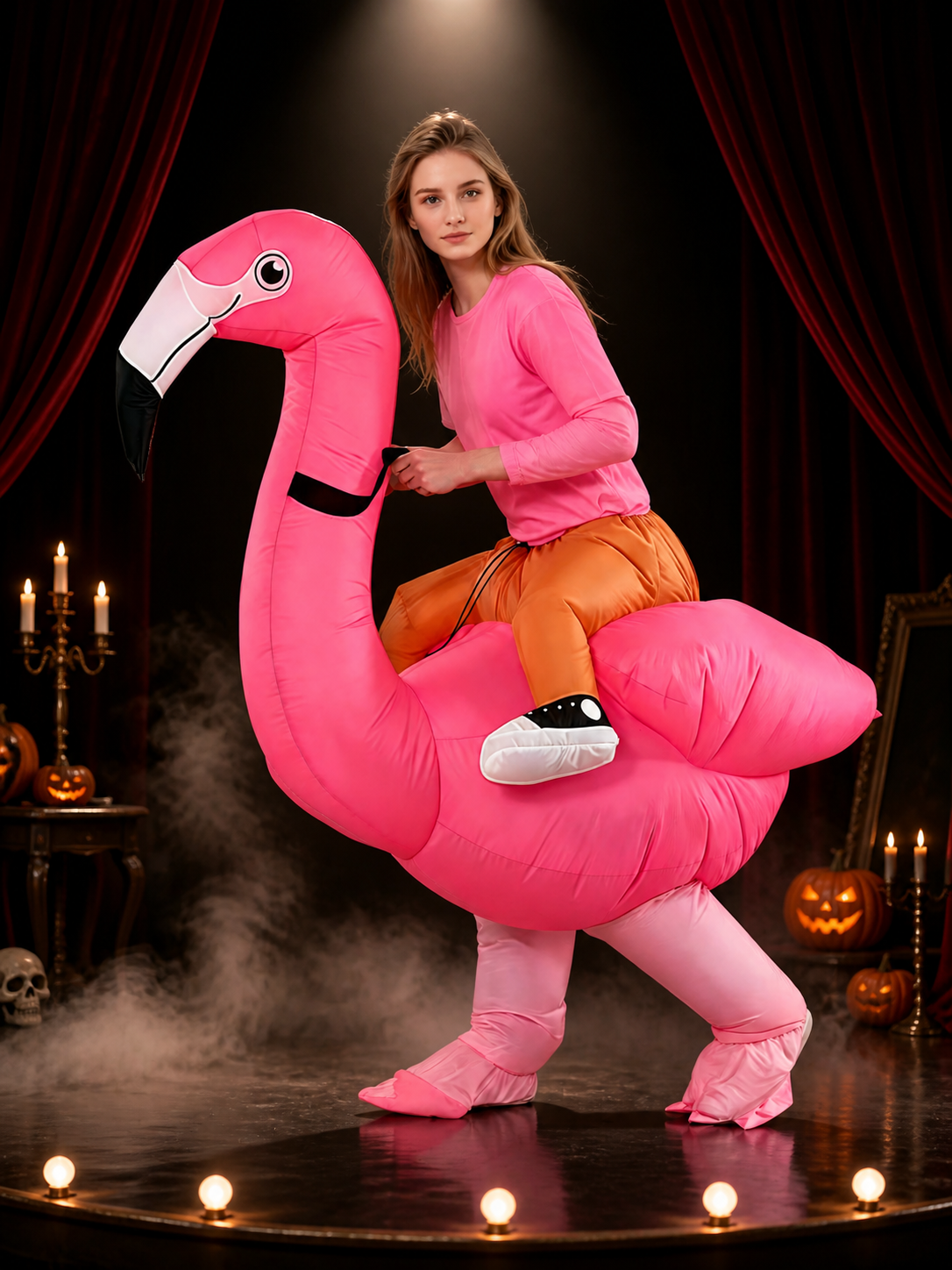 Inflatable Flamingo Costume, Funny Halloween Bird Suit for Adults and Kids Costumes detail 3