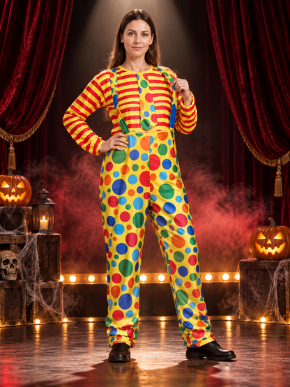 Adult Clown Costume with Suspenders