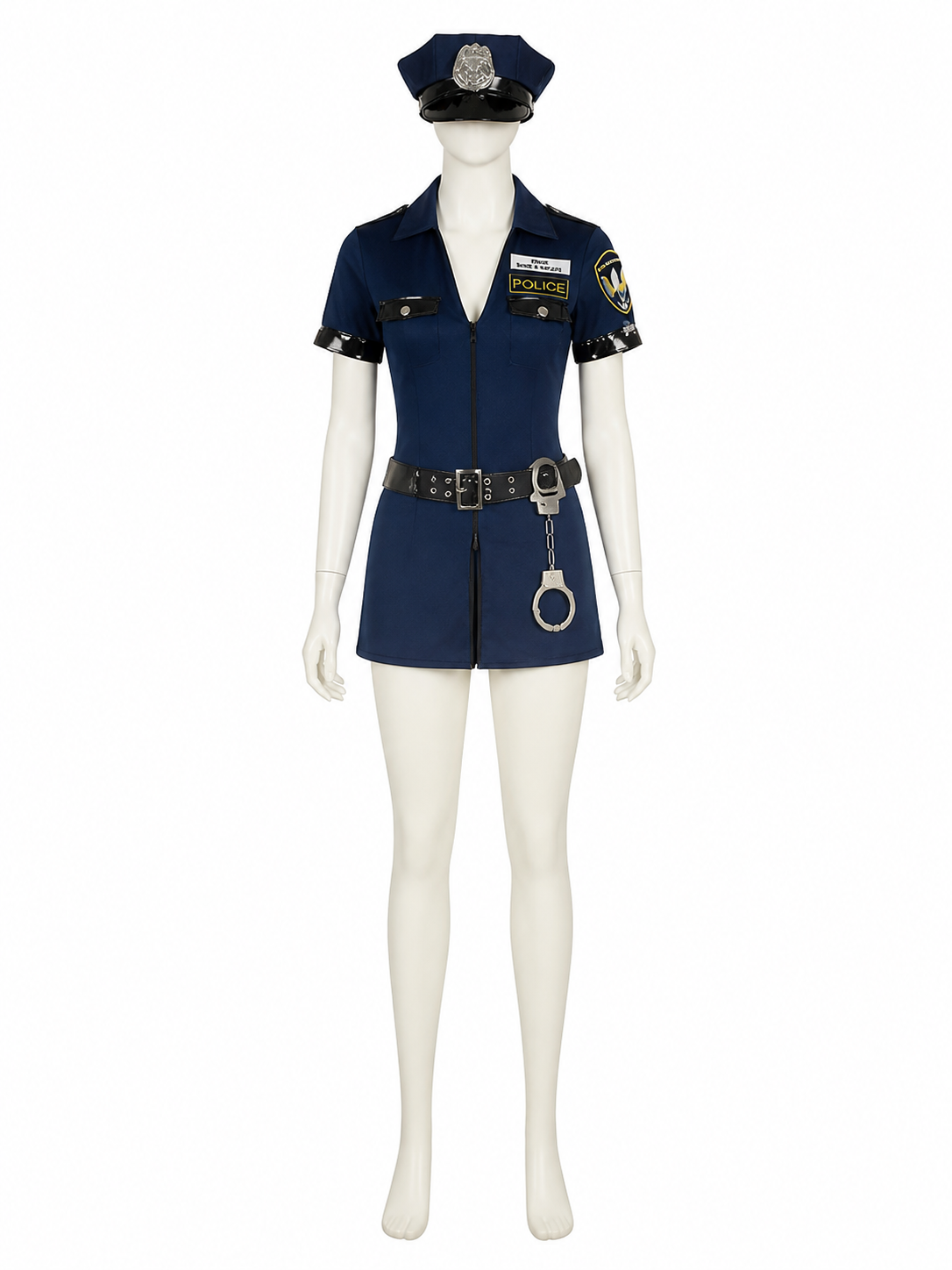 Women's Sexy Police Officer Costume Set with Hat, Belt & Handcuffs Costume Headwear detail 3