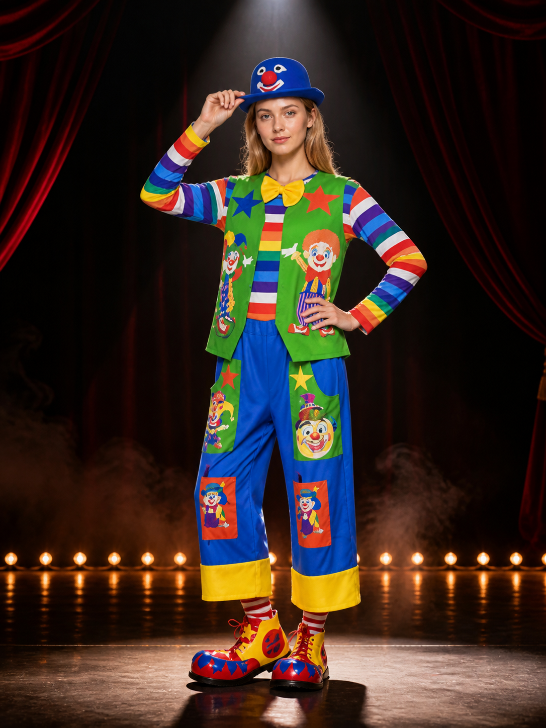 Circus-Style Clown Costume for Performances and Halloween Costumes detail 3
