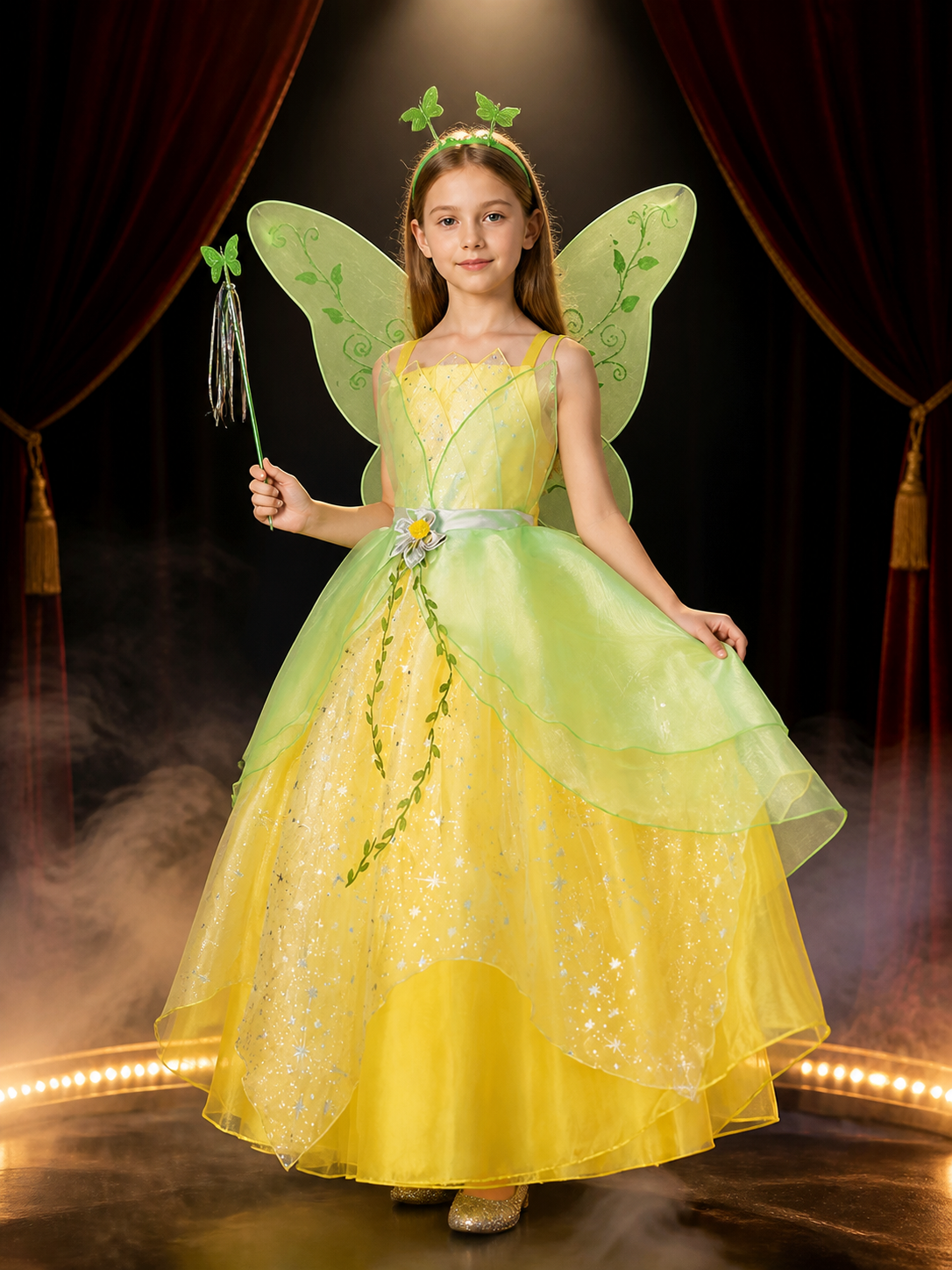 Girls' Princess Costume Set With Layered Tulle Skirt, Butterfly Wings & Star Costumes detail 3