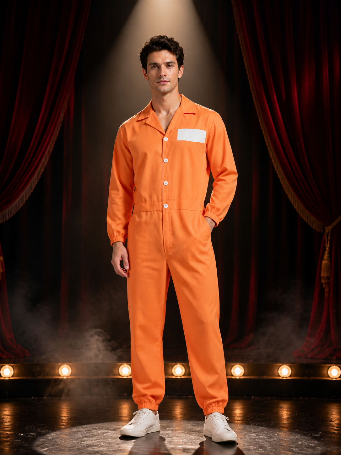 Orange Prisoner Jumpsuit Costume with State Prison Print, Halloween Outfit