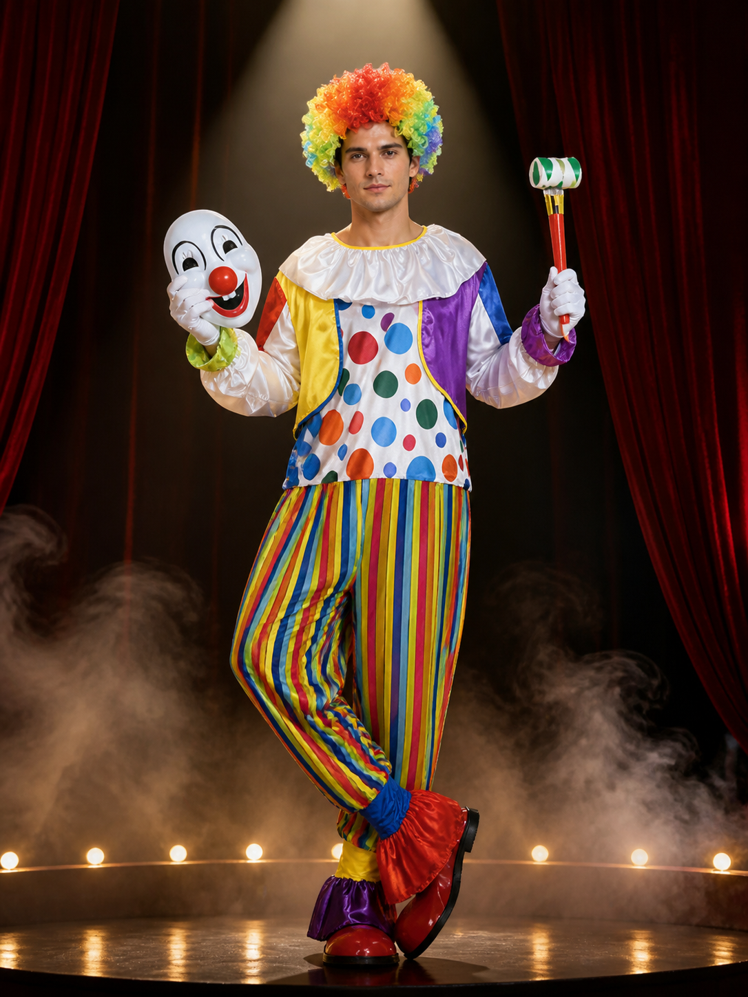 Striped Clown Costume for Carnivals and Performances Costumes detail 3