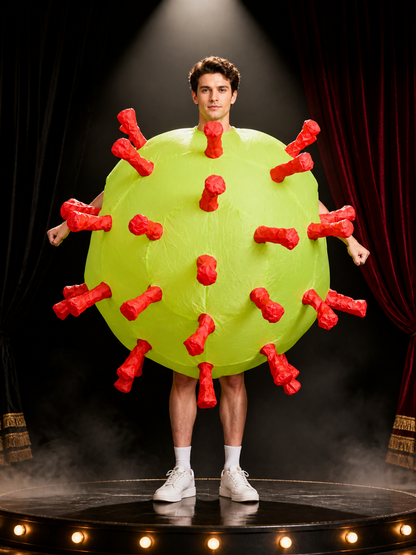 Unisex Fluorescent Green Inflatable Bodysuit Costume with Red Tubular Costumes detail 3