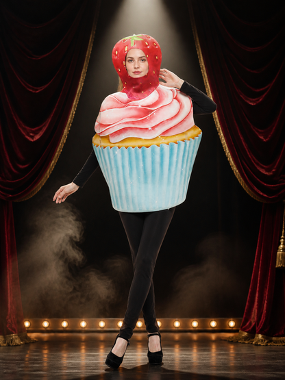 Adult Strawberry Cake Costume Bodysuit, Cupcake Design Halloween Cosplay Outfit Costumes detail 3