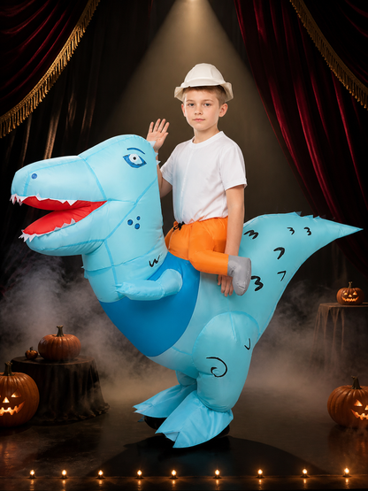 Inflatable Riding Dinosaur Costume, Blue Halloween Outfit Costumes detail 3