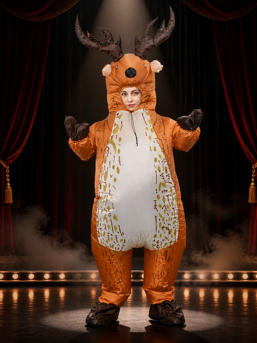 Inflatable Deer Costume, Funny Halloween Outfit with Antlers and Hooves Costumes detail 3