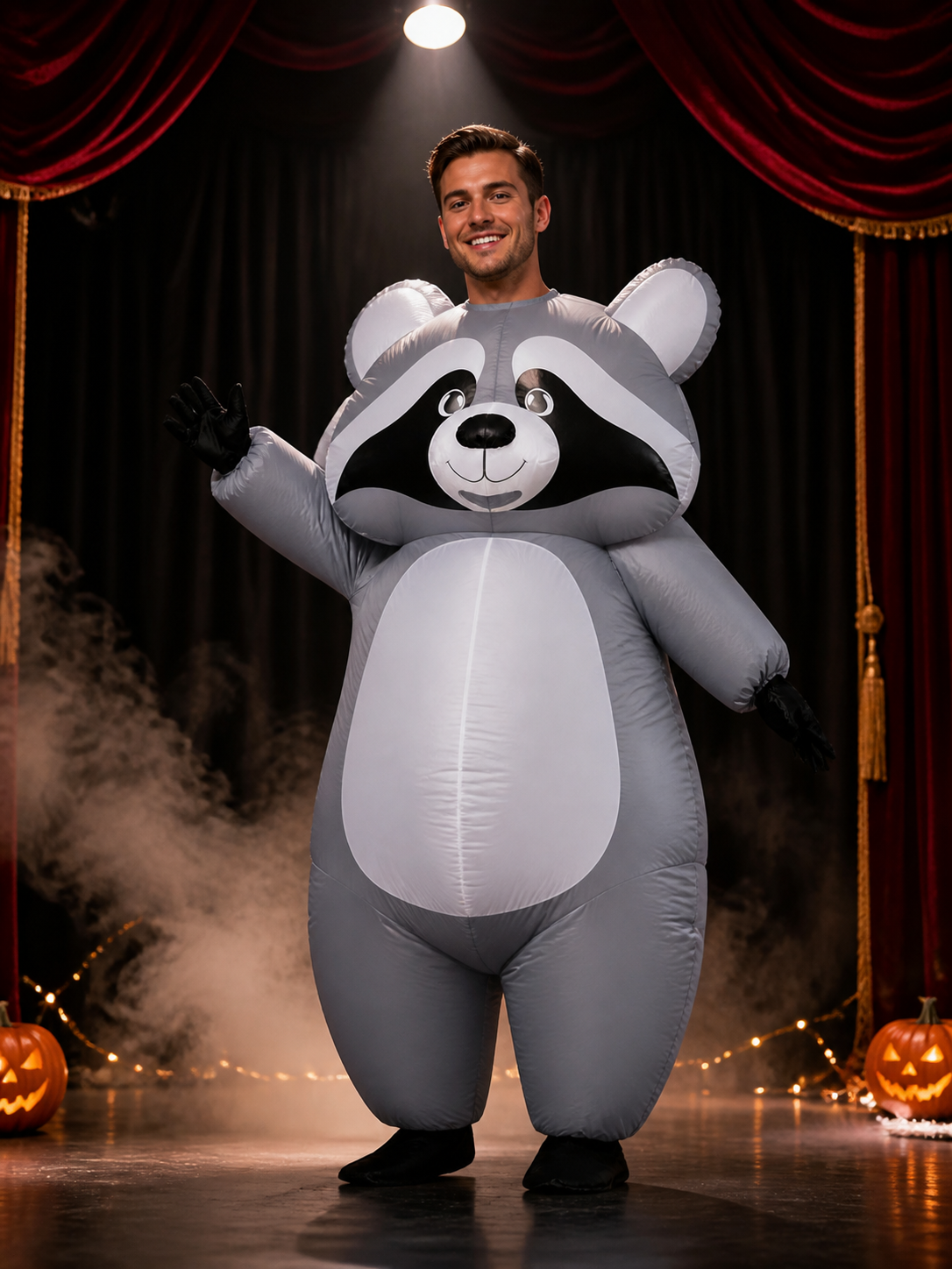 Raccoon Inflatable Costume, Gray Cartoon Jumpsuit for Halloween and Christmas Costumes detail 3
