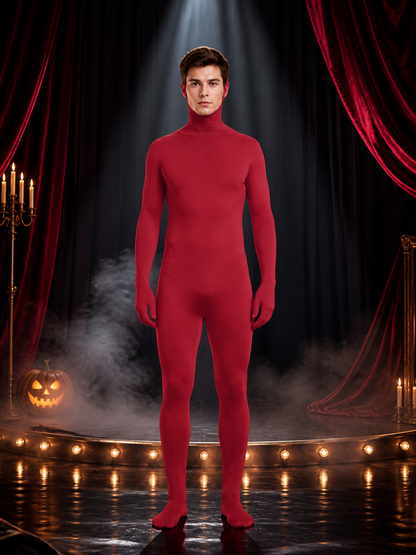 Kids Wine Red Zentai Jumpsuit Halloween Cosplay Costume, Stretch Full-Body Costumes detail 3