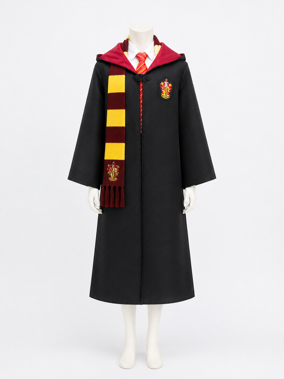 Kids Wizard Robe Costume Set, Hooded Black Cloak with Tie and Scarf Costume Capes detail 3