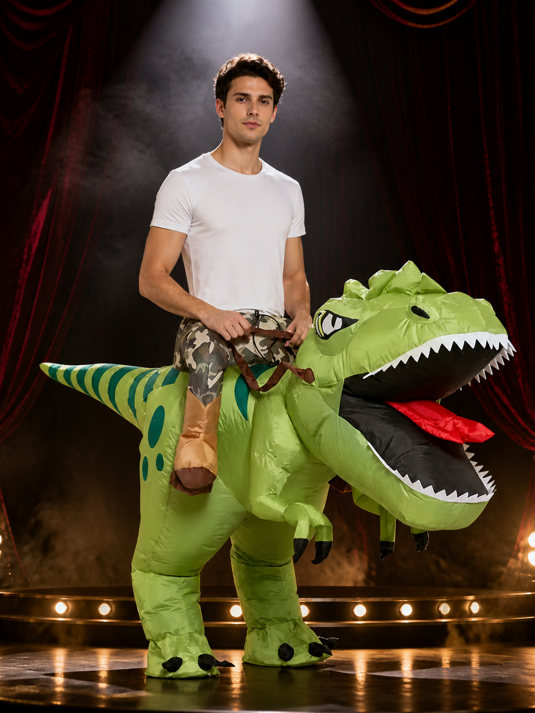 Inflatable Dinosaur Costume, Green Dinosaur Suit With Tail Costumes detail 3