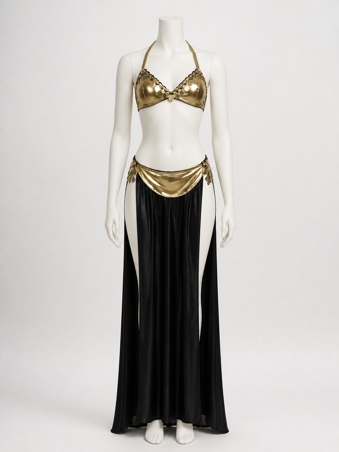 Adult Egyptian Queen Two-Piece Halloween Costume, Gold-Decorated Top and Costumes detail 3