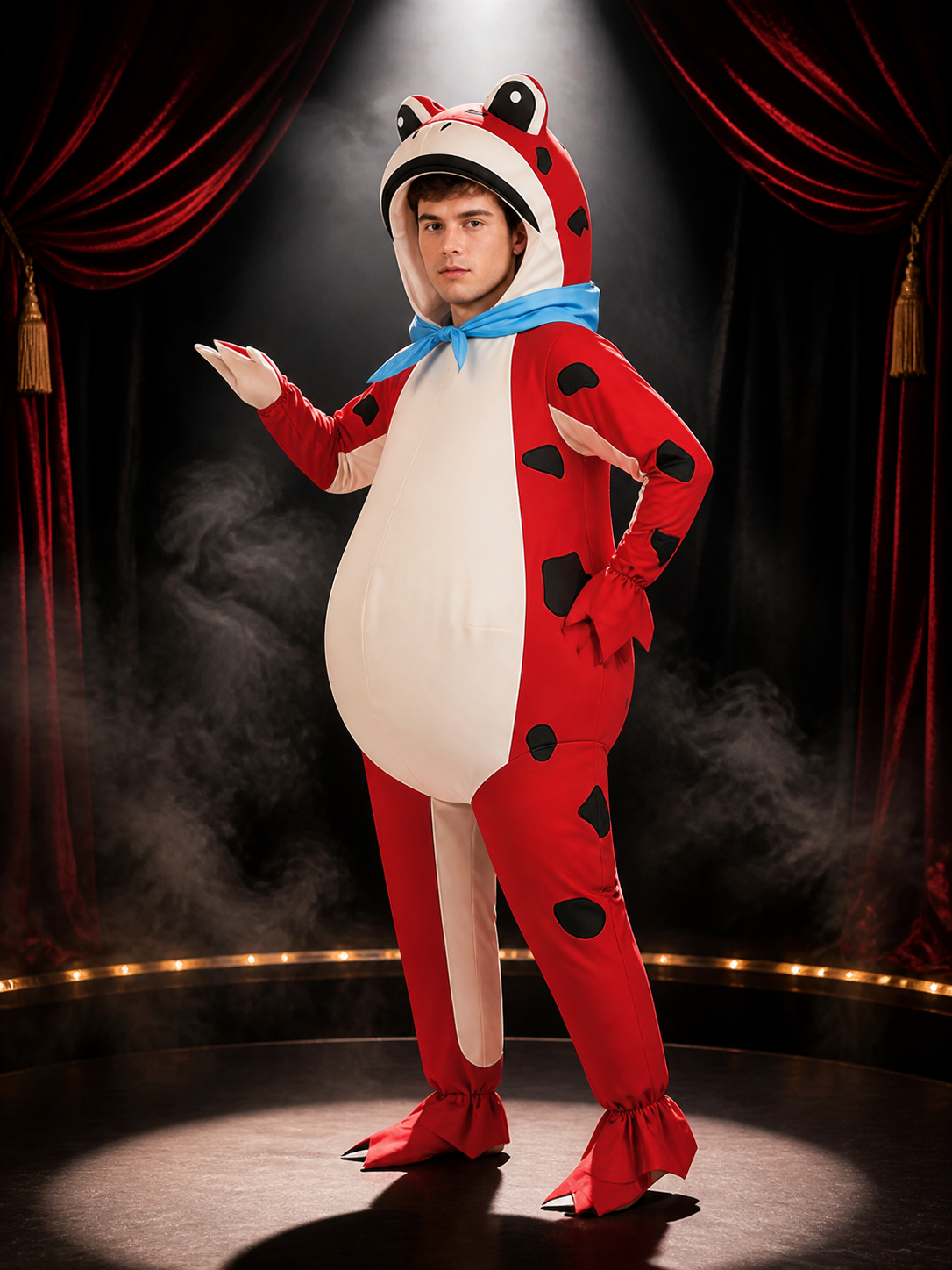 Funny Animal Inflatable Jumpsuit Costume with Blue Scarf - Halloween Performance Costumes detail 3
