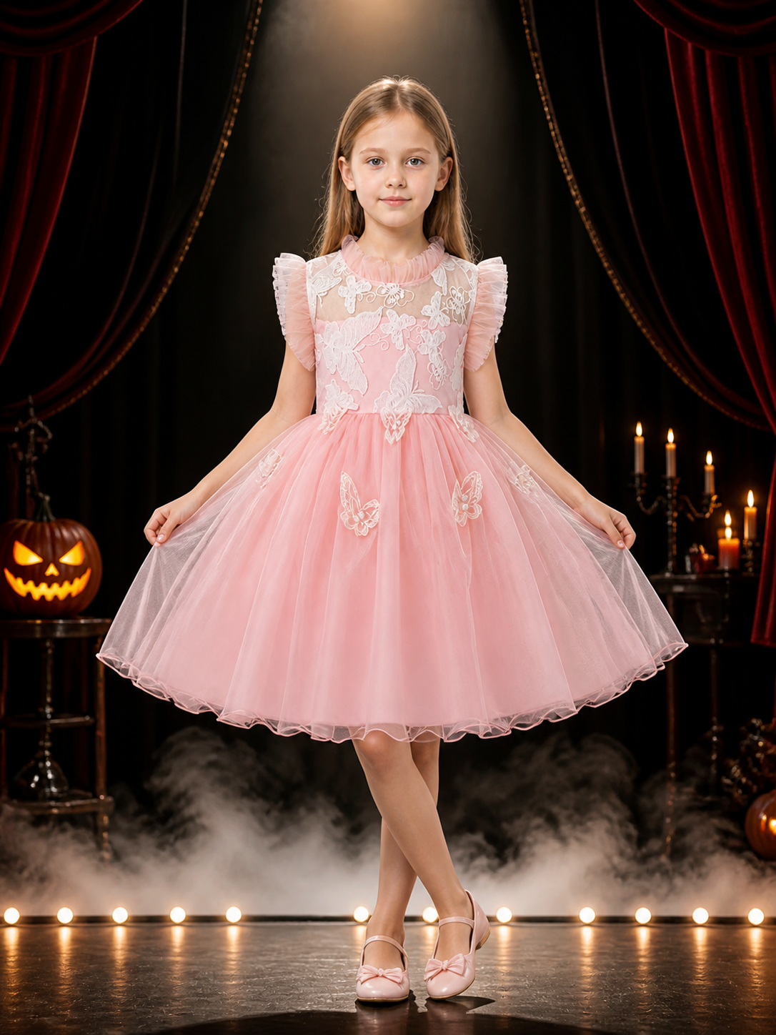 Baby Girls' Butterfly Embroidered Princess Dress, Layered Tulle Formal Gown Costume Dresses detail 3
