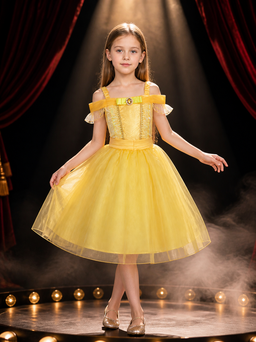 Girls' Rapunzel Cinderella Princess Costume Dress, Long Tulle Skirt Halloween Costume Dresses detail 3