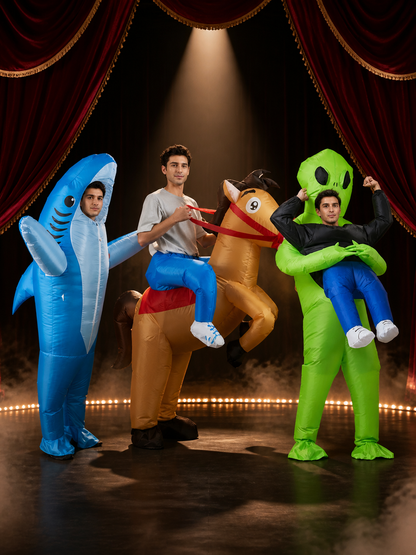 Inflatable Shark Horse Alien Costume Set, Cartoon Halloween Party Outfit Costumes detail 3