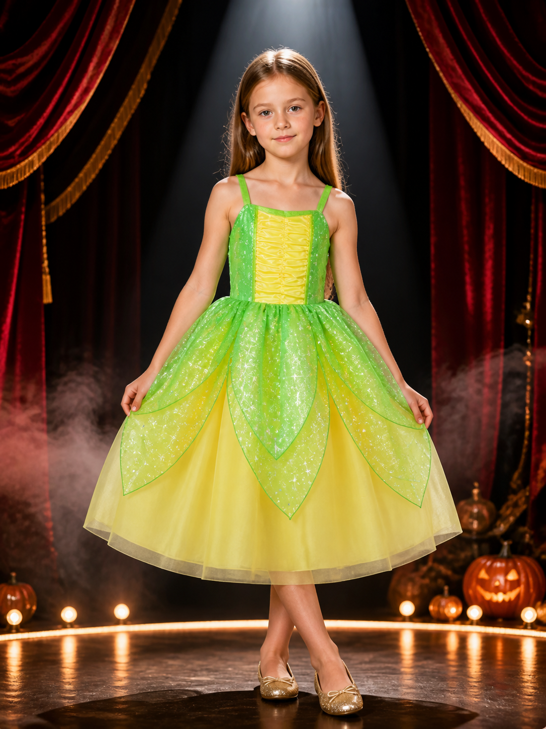 Girls Princess Dress Costume, Sparkly Star Print Tulle Ball Gown for Halloween Costume Dresses detail 3