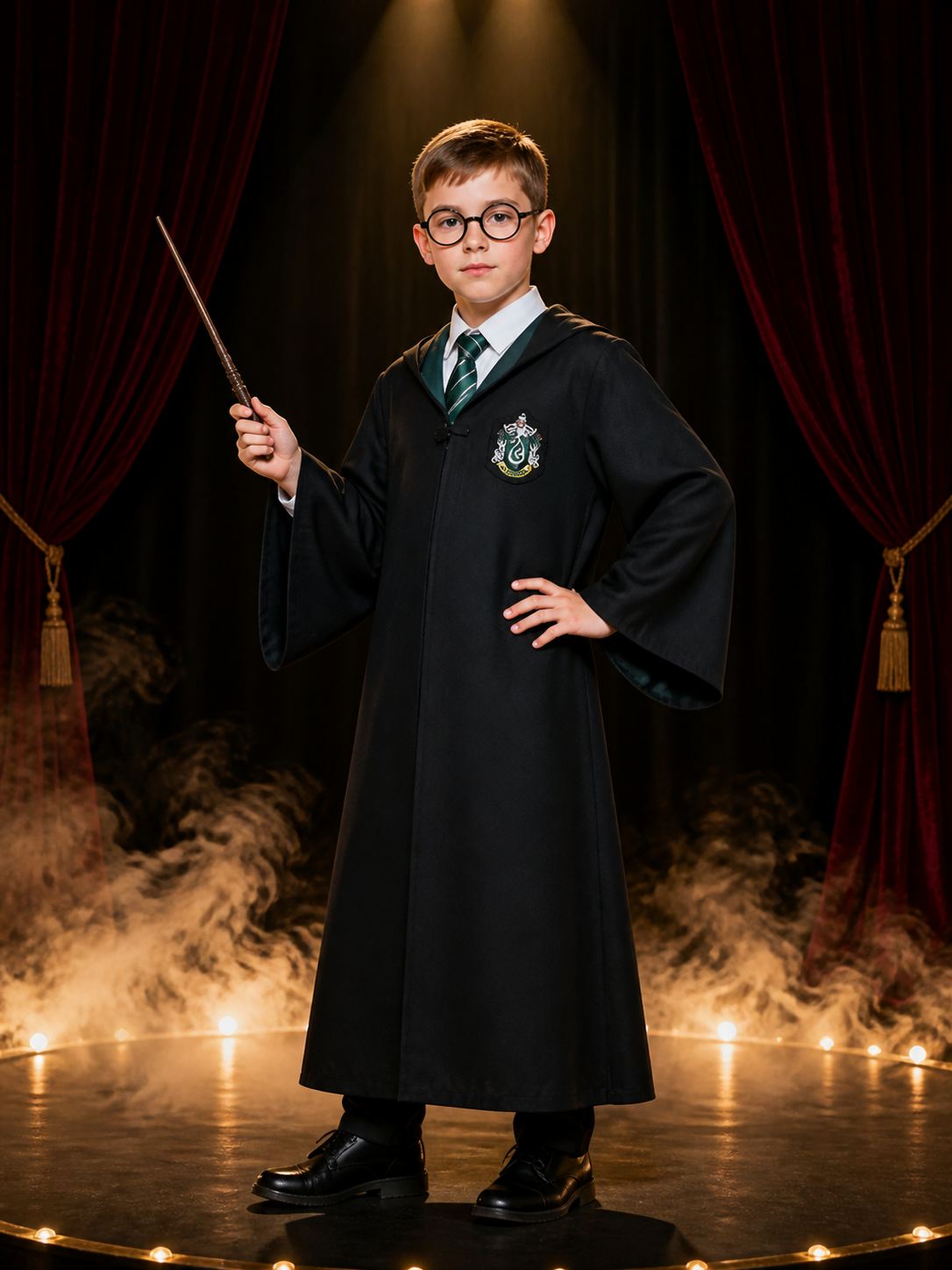 Slytherin Hooded Robe with Tie for Cosplay Costumes detail 3