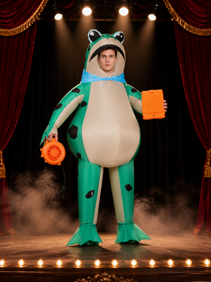 Inflatable Green Frog Costume With Blower, Halloween Party Outfit Costumes detail 3