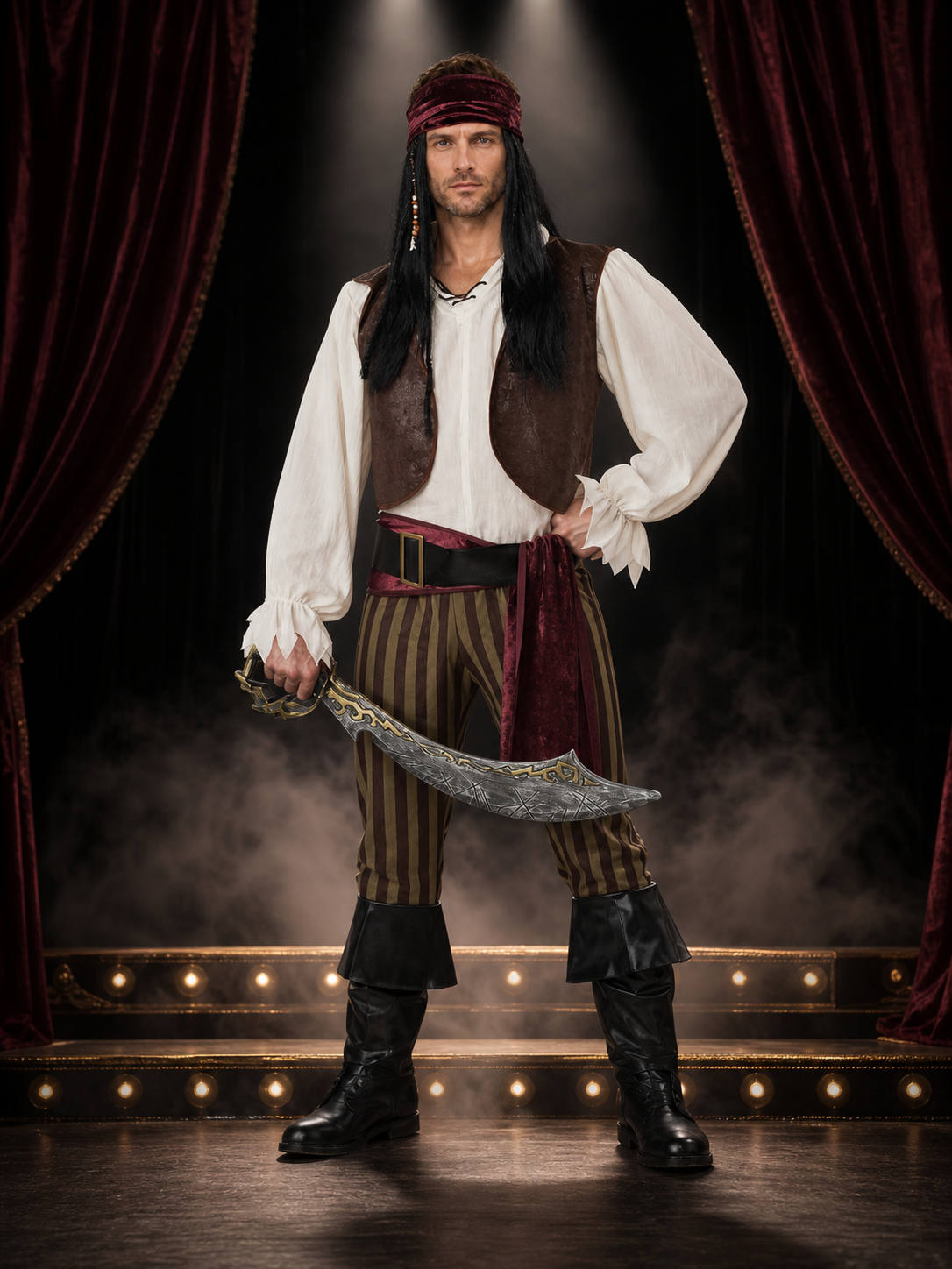 Captain Jack Sparrow Pirate Costume for Halloween Costumes detail 3