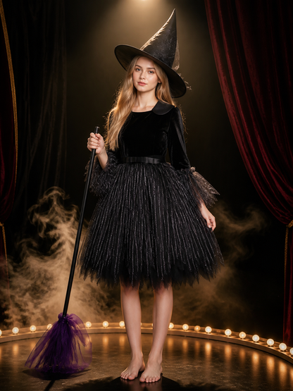 Women & Kids Witch Costume Dress, Black Stripe Halloween Outfit Costume Dresses detail 3