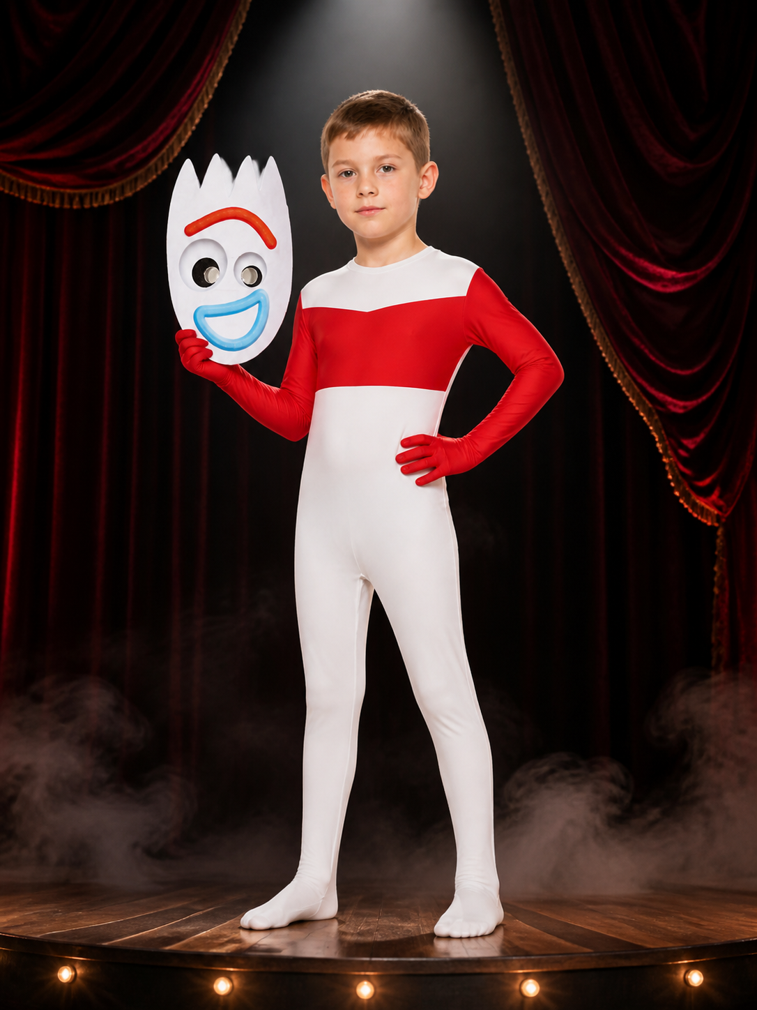 Forky Costume Bodysuit with Mask, Toy Story 4 Character Cosplay Outfit for Kids Costume Masks detail 3