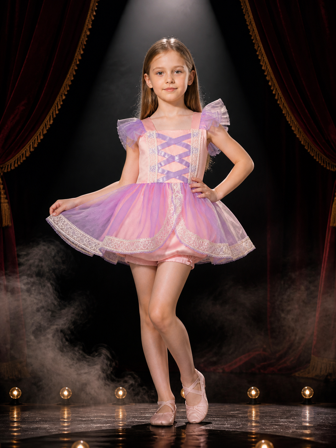 Baby Girls Princess Dress With Lace Ruffle Sleeves And Matching Bloomers Costume Dresses detail 3