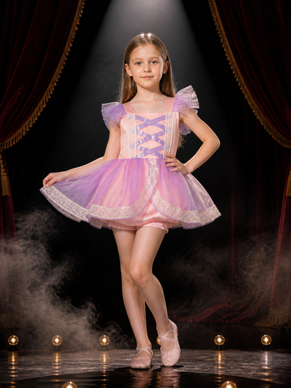 Baby Girls Princess Dress With Lace Ruffle Sleeves And Matching Bloomers Costume Dresses detail 3