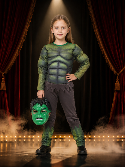Green Giant Costume Jumpsuit with Mask for Halloween Costume Masks detail 3