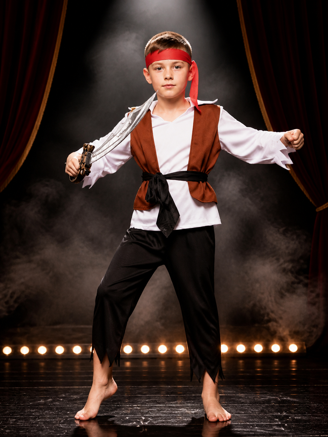 Kids Pirate Costume Set with Vest, Pants & Belt - Halloween Cosplay Outfit Costumes detail 3