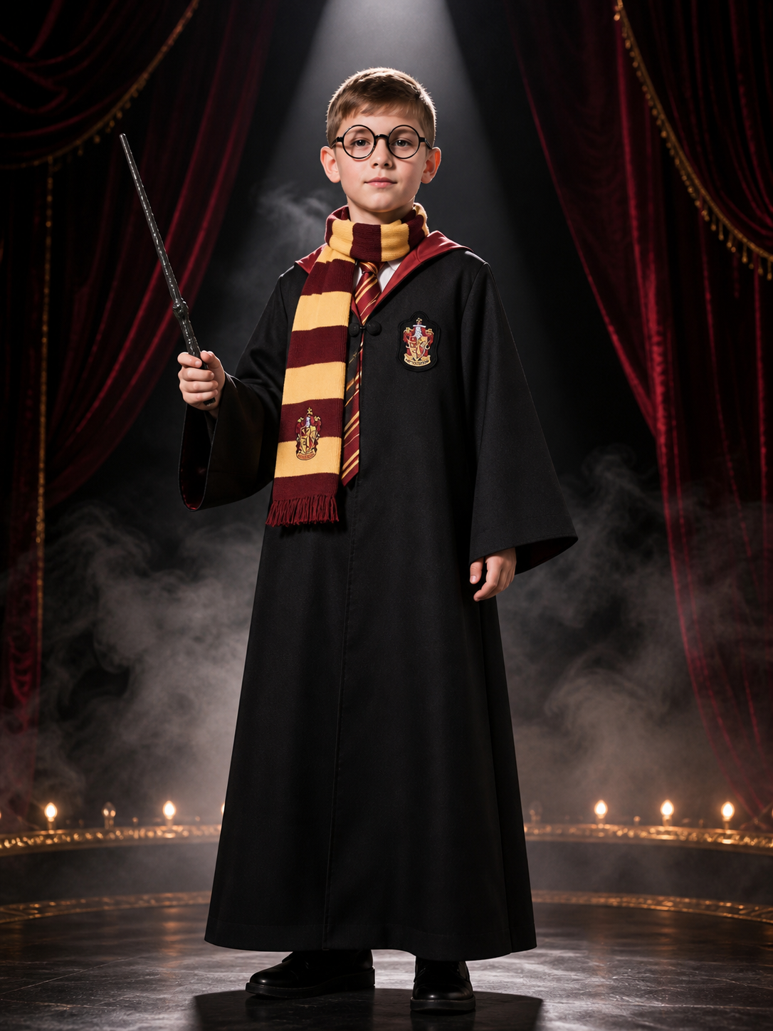 Gryffindor Wizard Costume: Robe, Scarf, Wand, Cosplay Costume Accessories detail 3