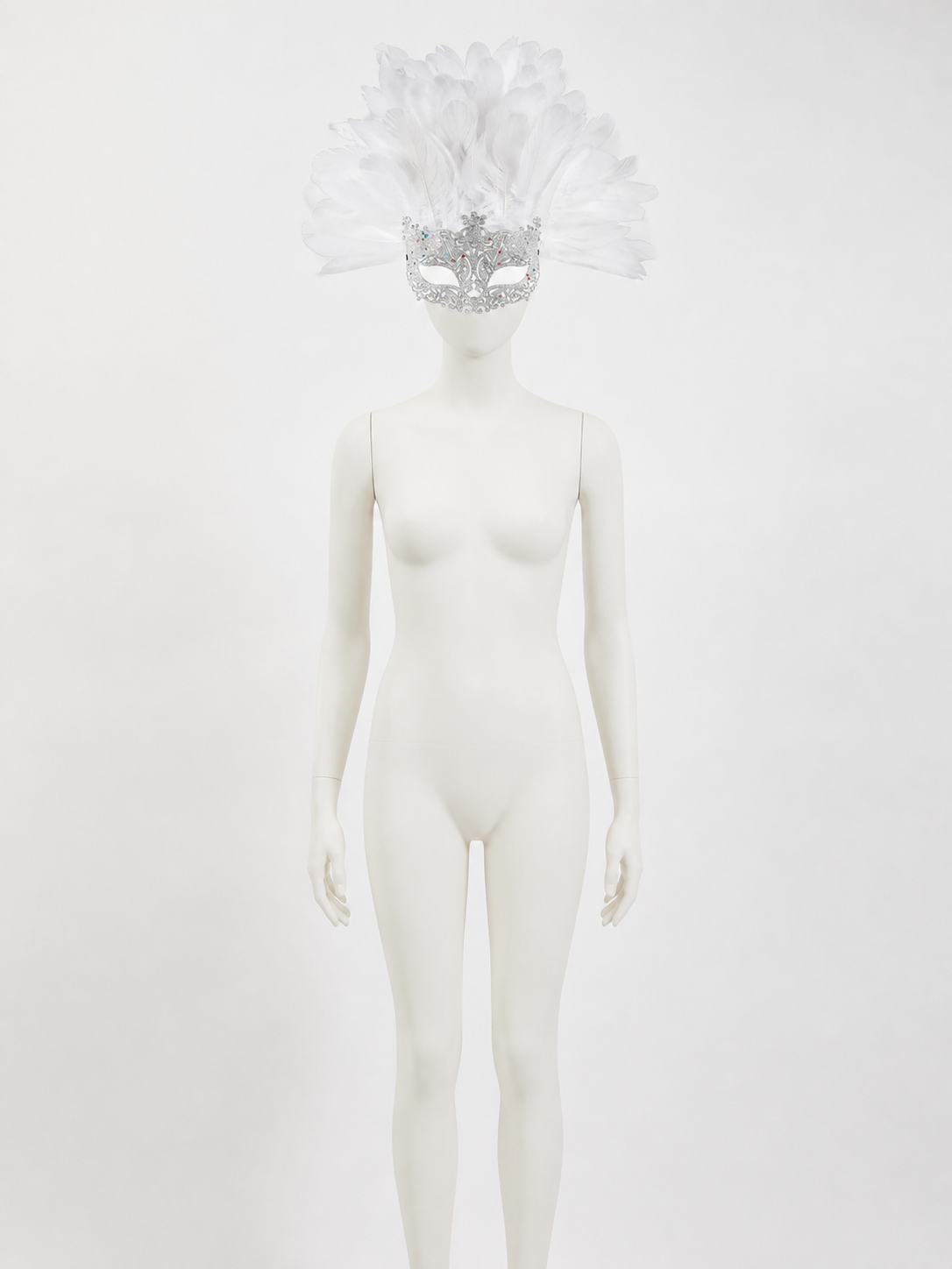 White Feather Masquerade Mask product view 21